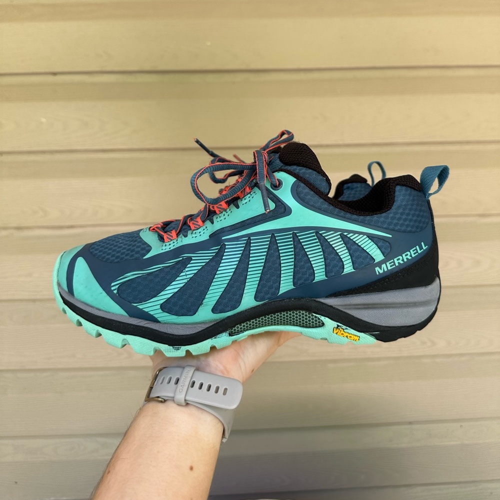 Merrell Shoes Womens Size 8 Blue Teal Vibram Trail Glove J035614 Trail Running